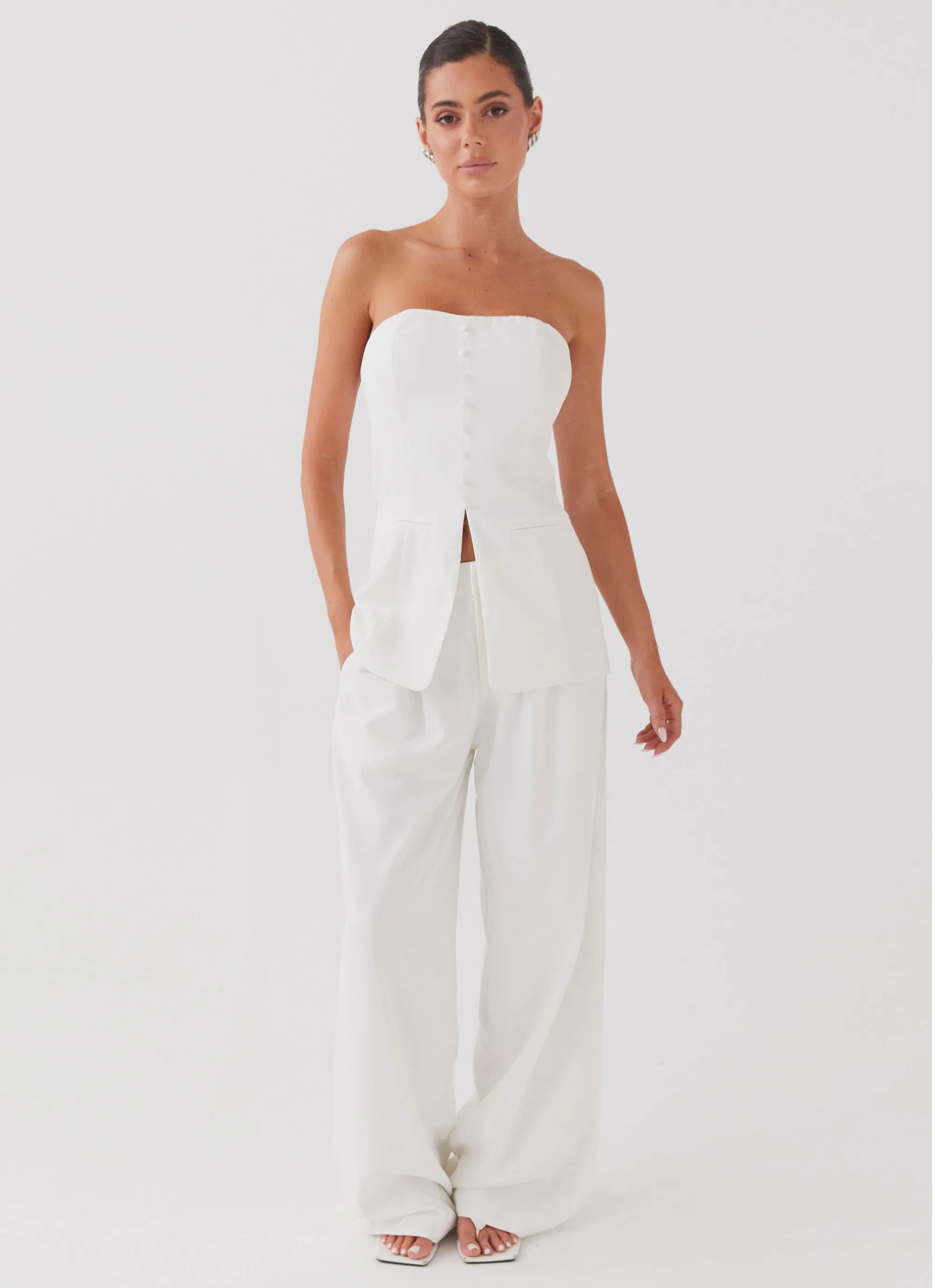 Riveria Tailored Strapless Top - Ivory