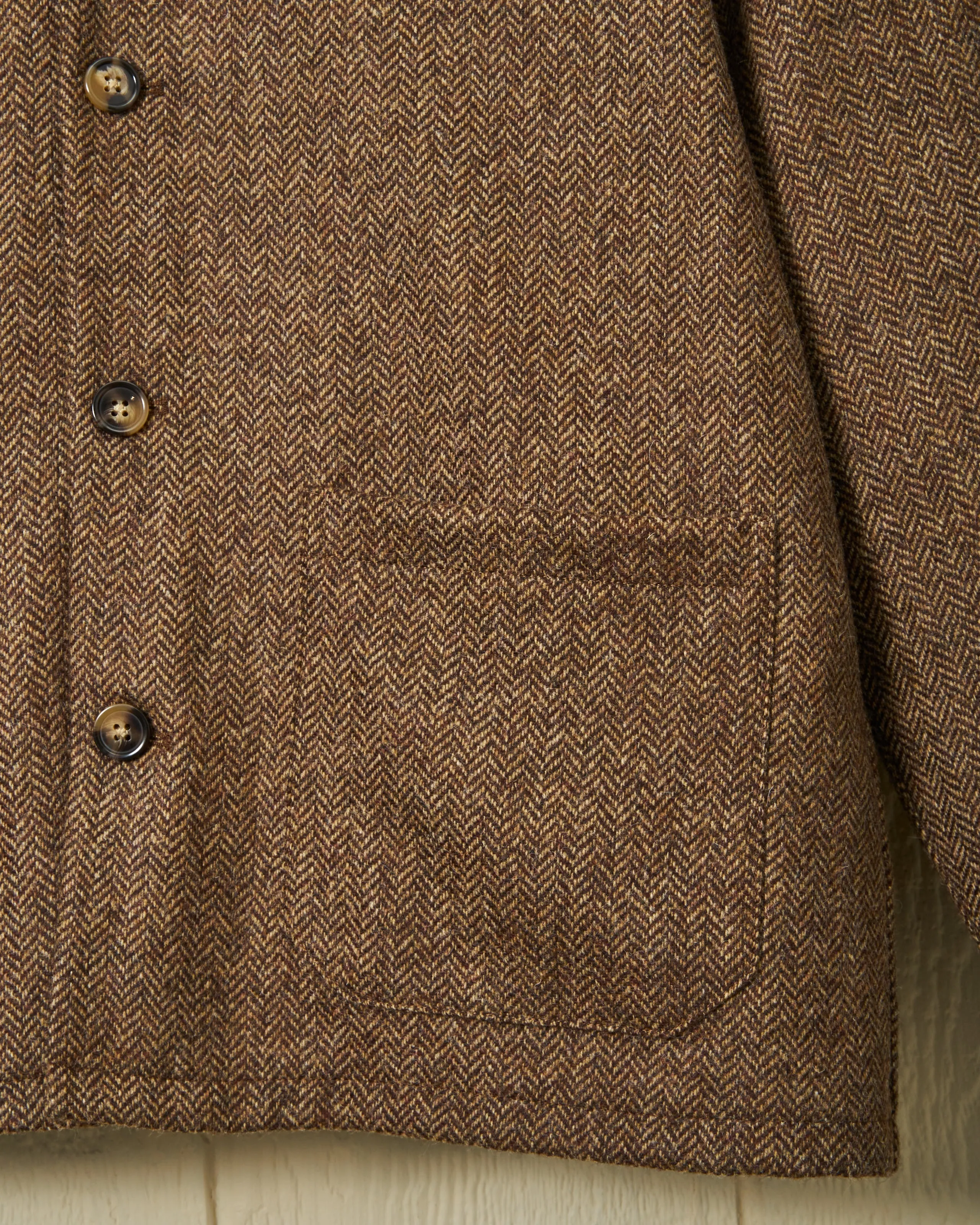 Shetland Wool Loafer Jacket in Chestnut Herringbone