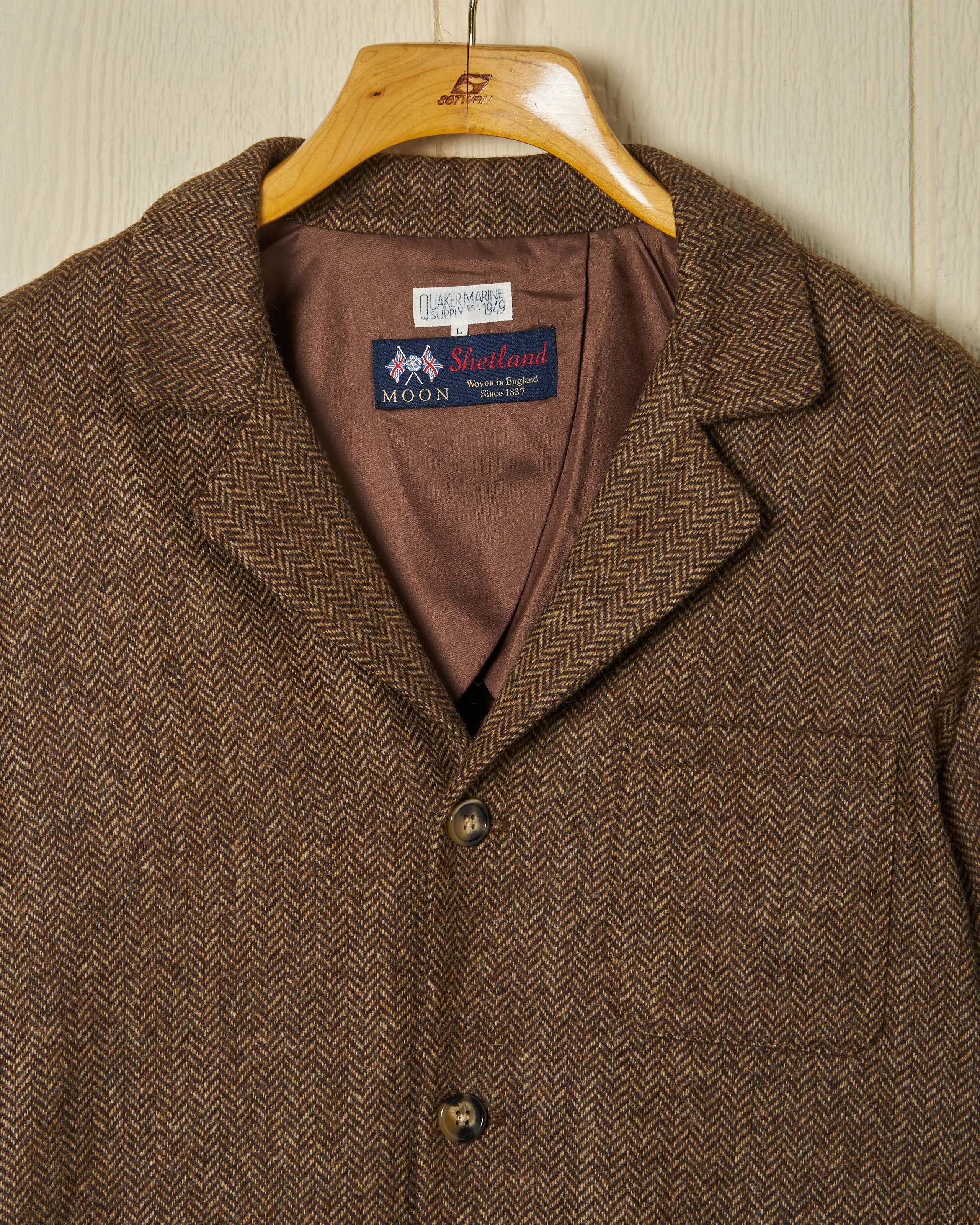 Shetland Wool Loafer Jacket in Chestnut Herringbone