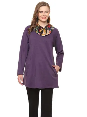 Shirt Poloma Cowl Tunic Long Sleeve Purple Women's 24w251t15