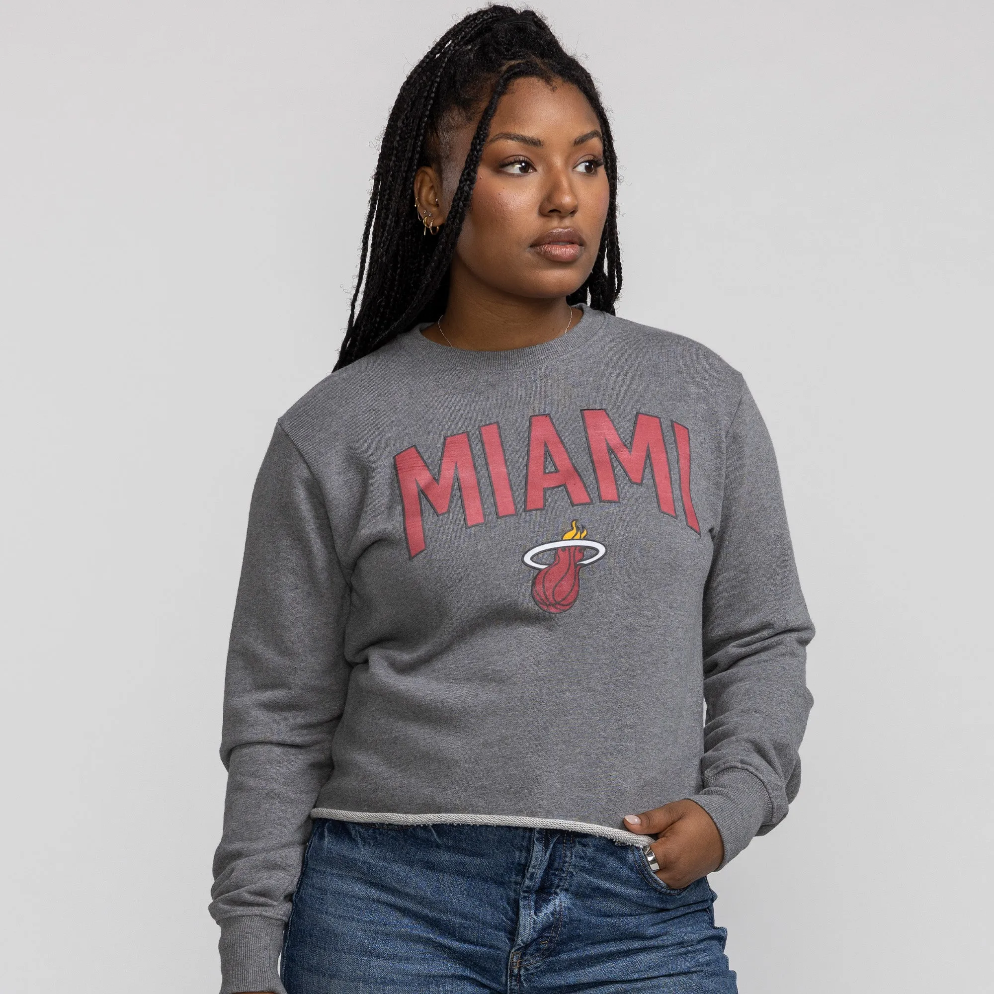 Sportiqe Miami HEAT Women's Grey Crewneck