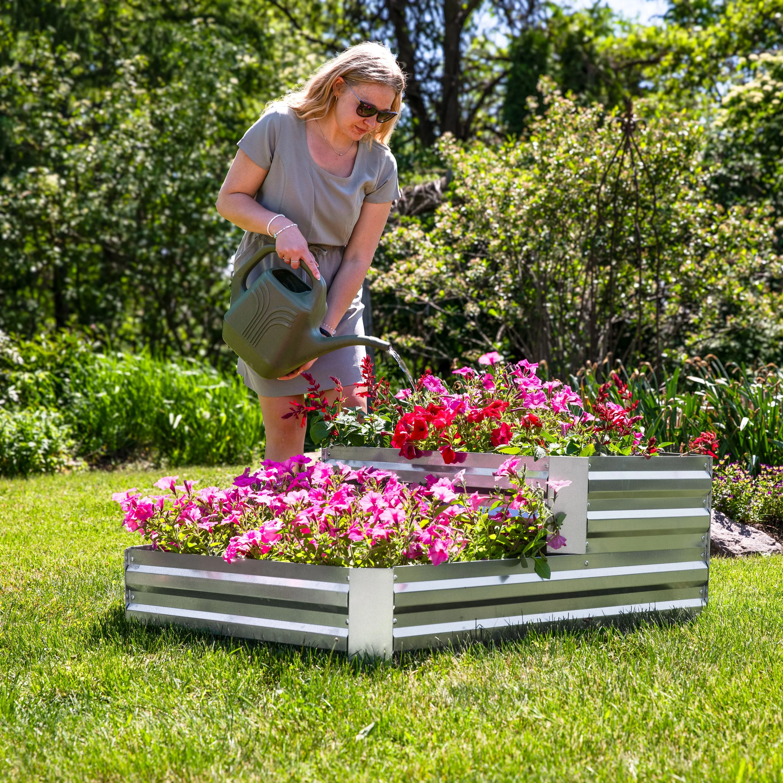 Sunnydaze 2-Tier Galvanized Raised Garden Bed - 17.5" H