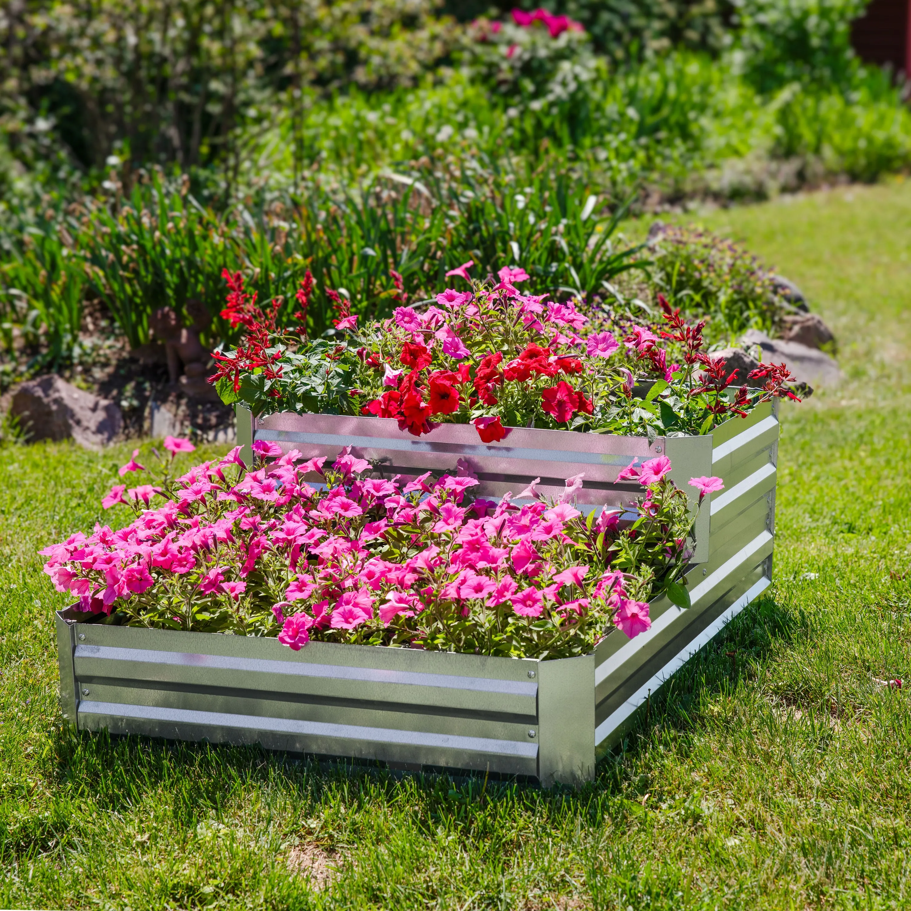 Sunnydaze 2-Tier Galvanized Raised Garden Bed - 17.5" H