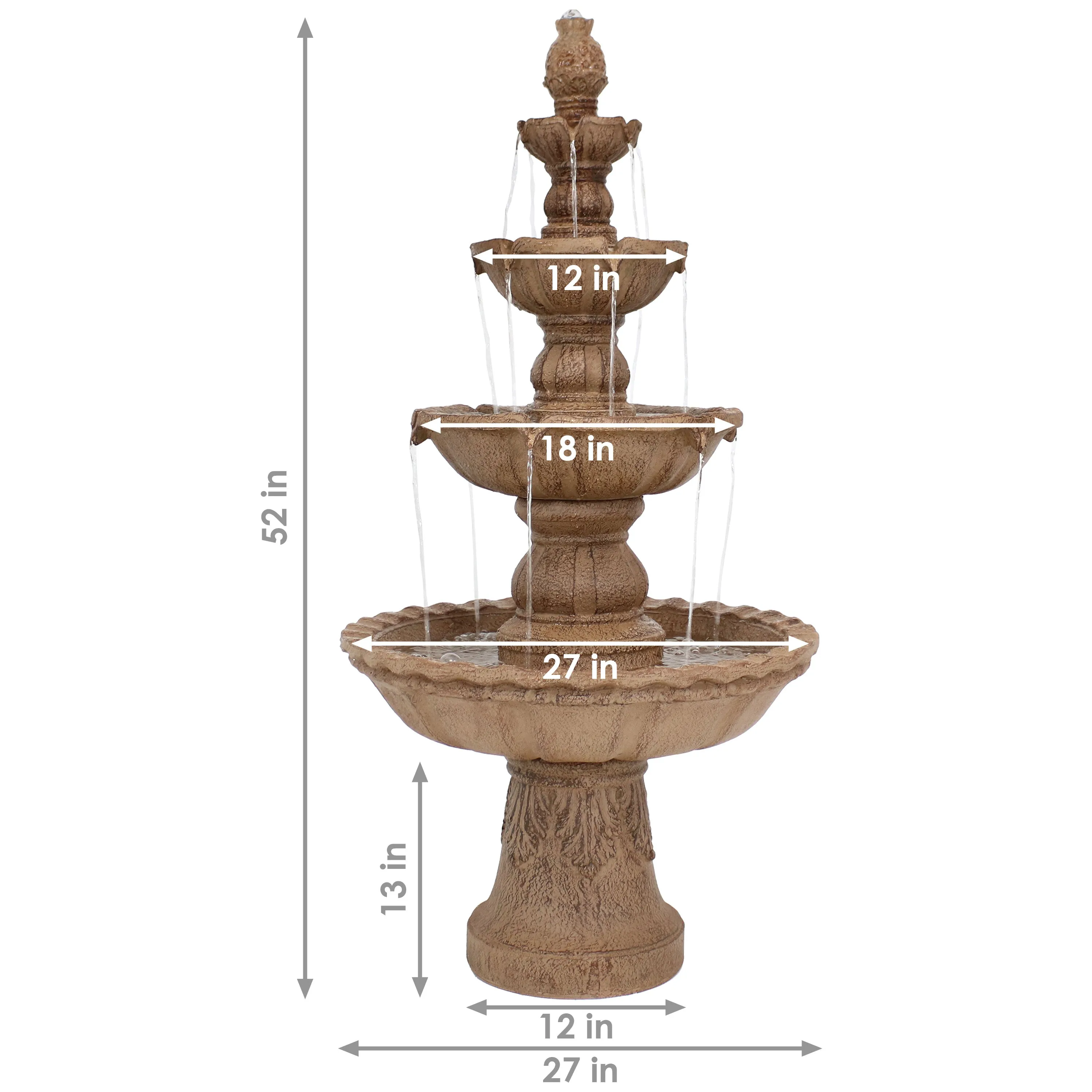 Sunnydaze 4-Tier Pineapple Outdoor Water Fountain - 52" H