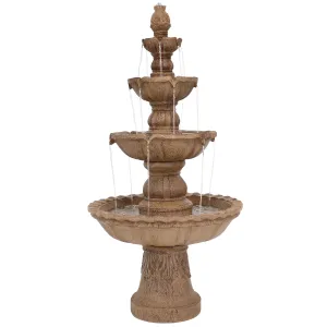 Sunnydaze 4-Tier Pineapple Outdoor Water Fountain - 52" H