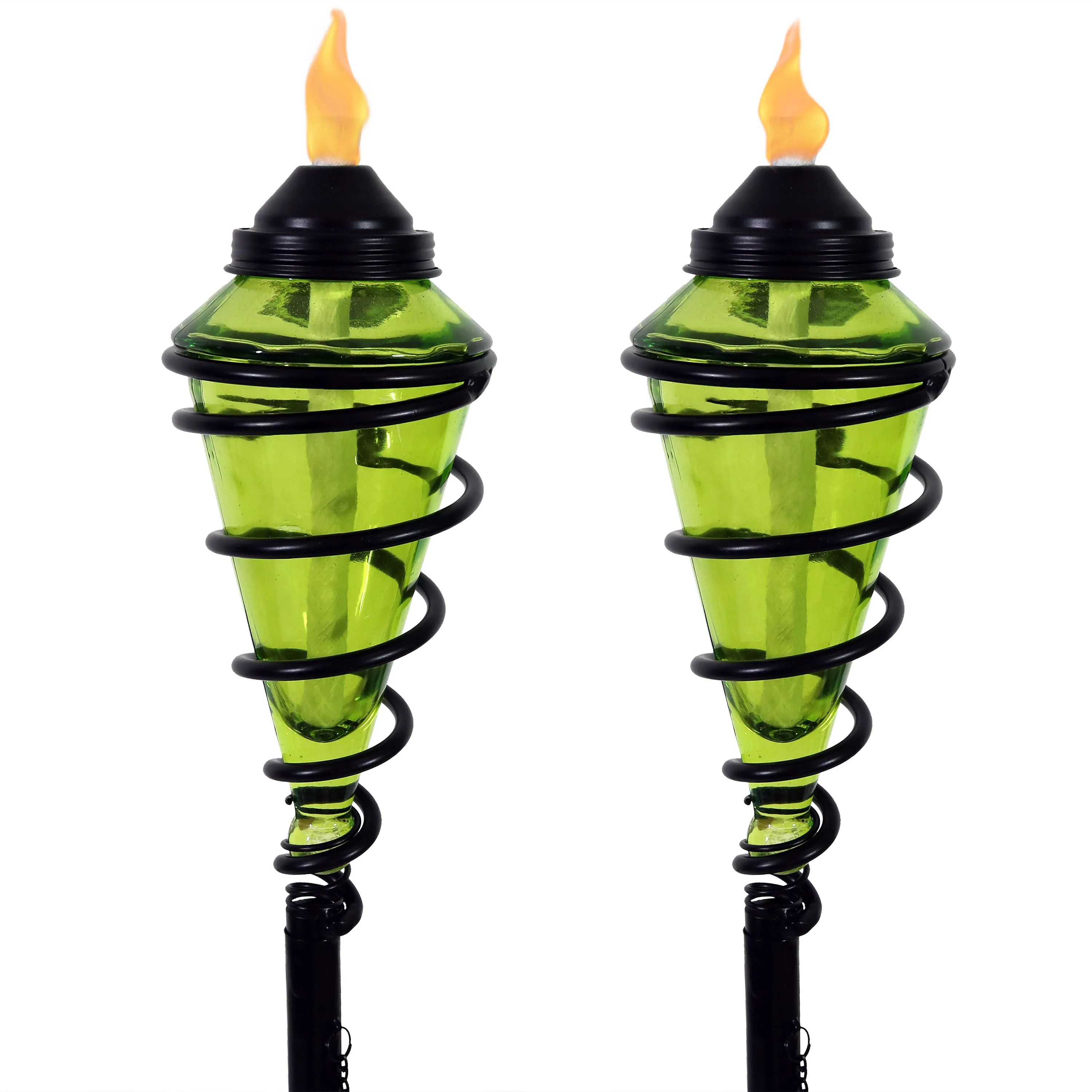 Sunnydaze Adjustable Height Metal Swirl Glass Outdoor Lawn Patio Torch