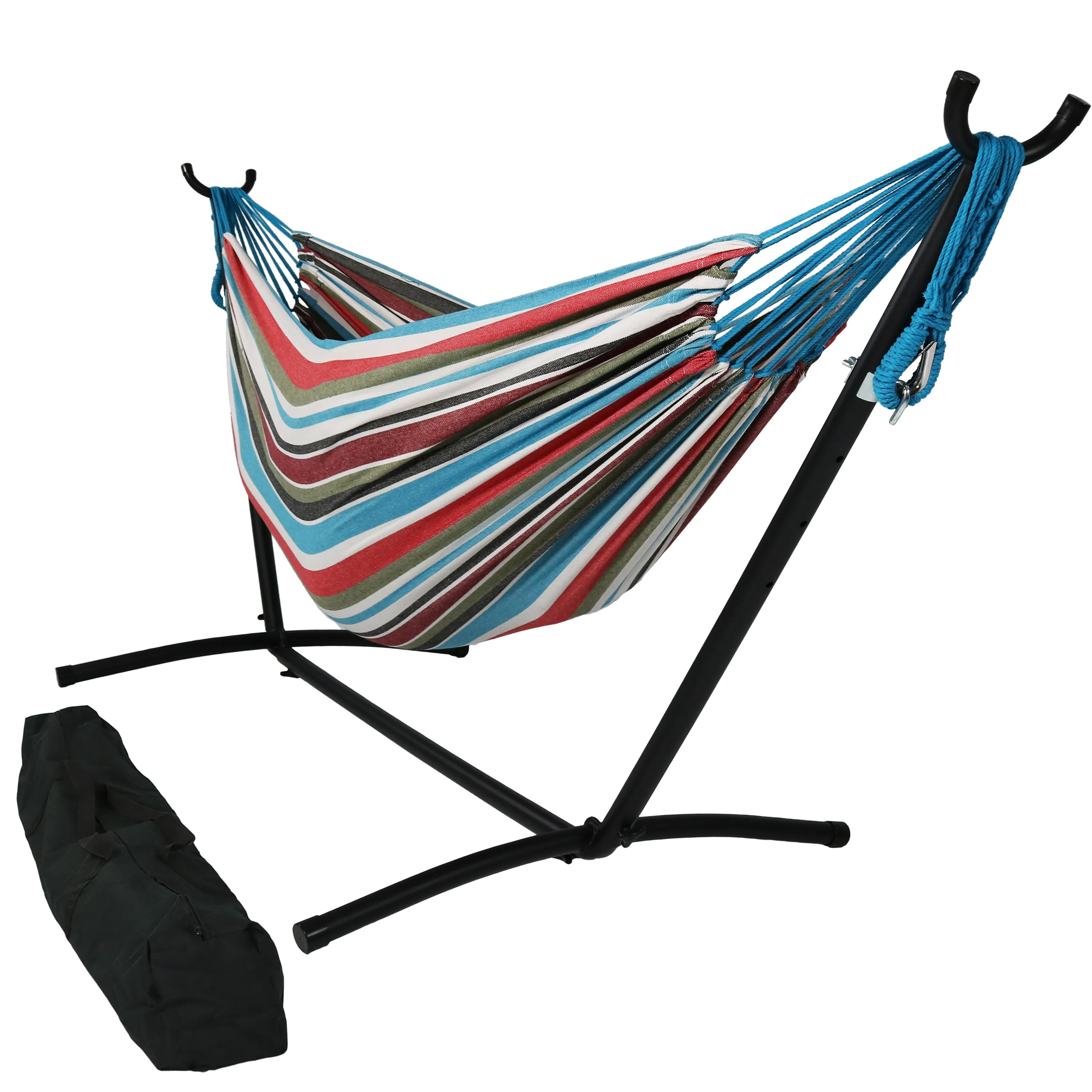 Sunnydaze Brazilian Double Hammock with Stand and Carrying Case