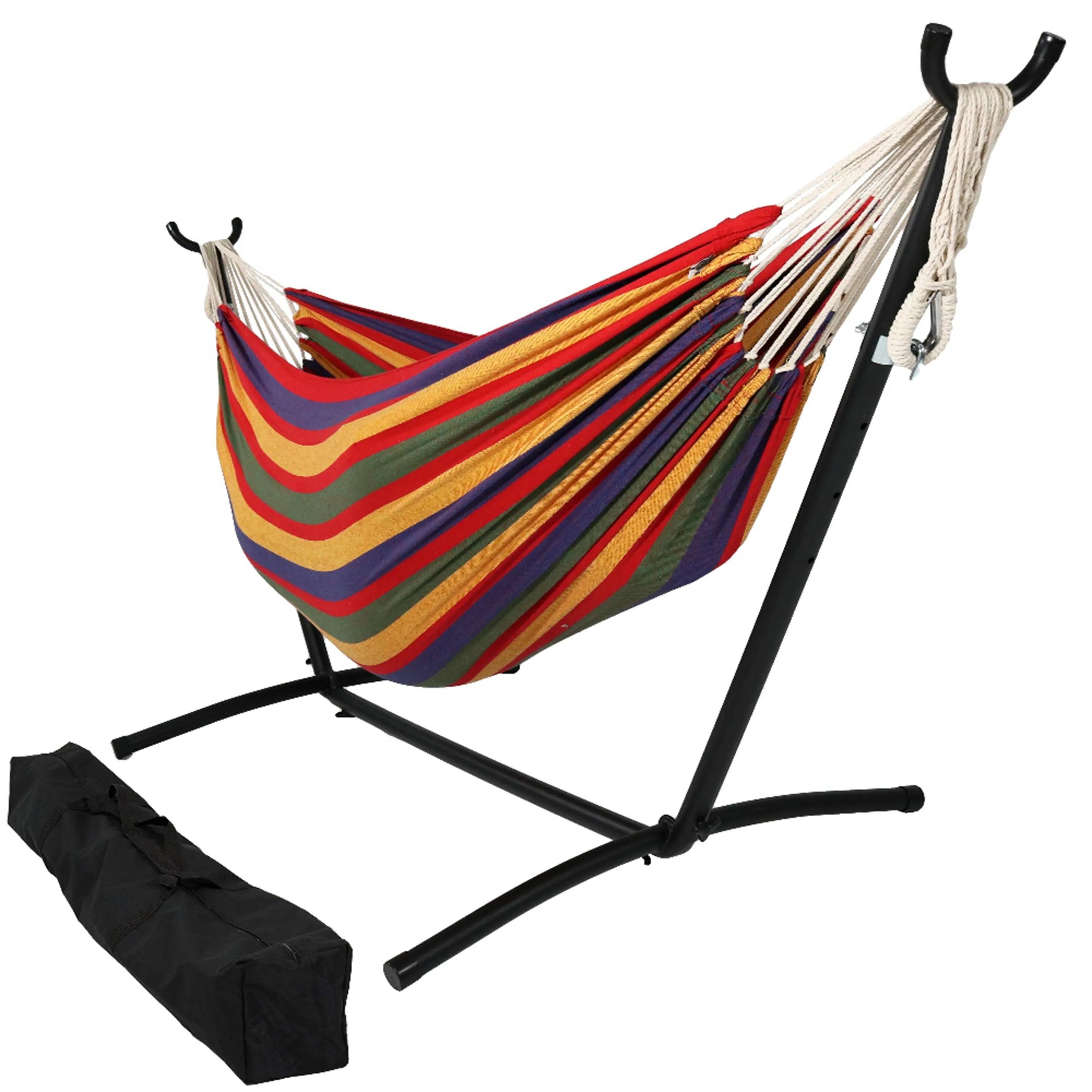 Sunnydaze Brazilian Double Hammock with Stand and Carrying Case