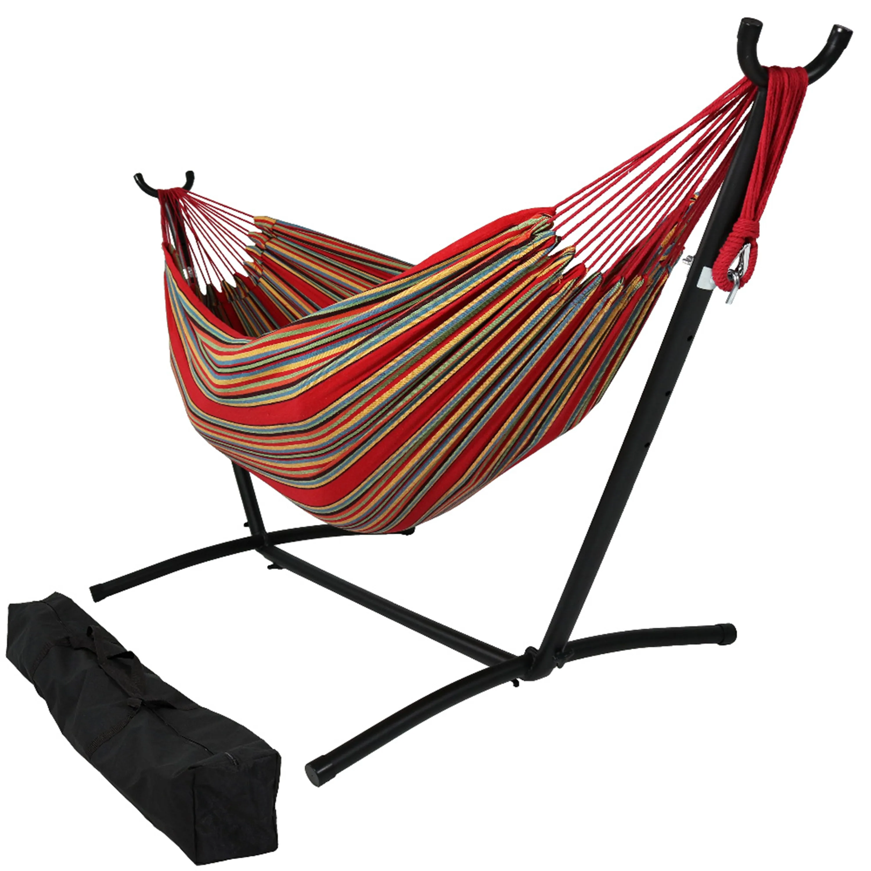 Sunnydaze Brazilian Double Hammock with Stand and Carrying Case