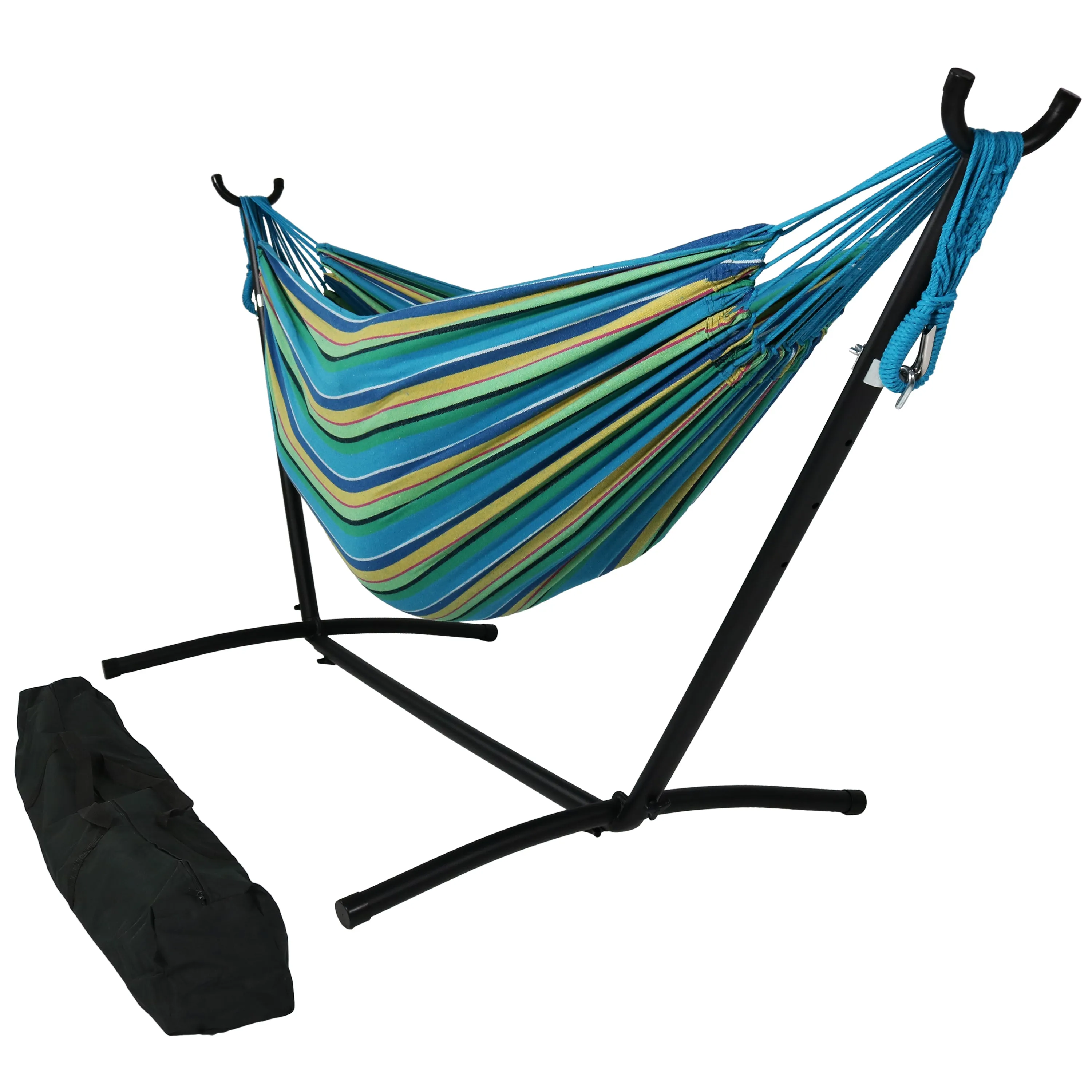 Sunnydaze Brazilian Double Hammock with Stand and Carrying Case