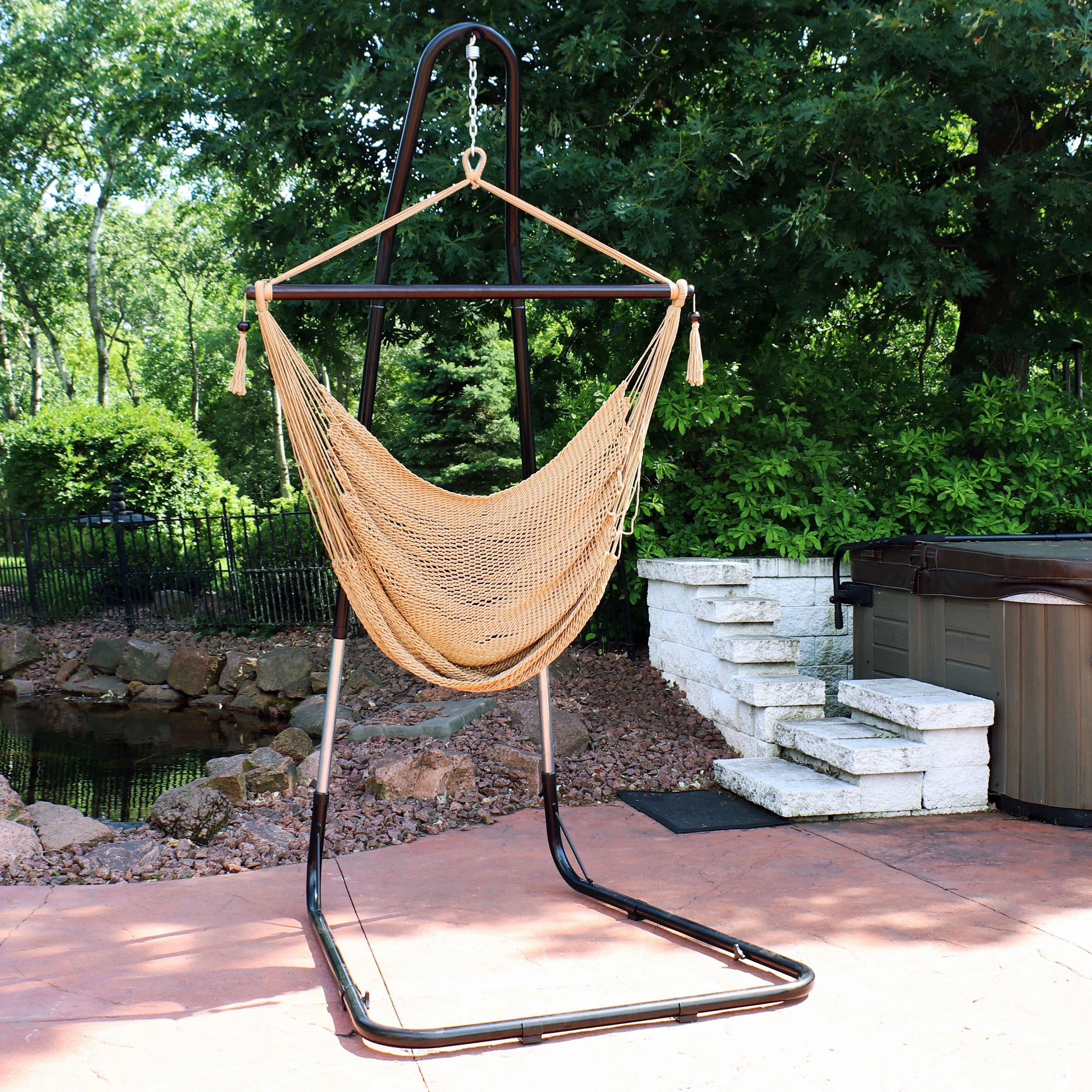 Sunnydaze Caribbean Extra Large Hammock Chair & Adjustable Stand