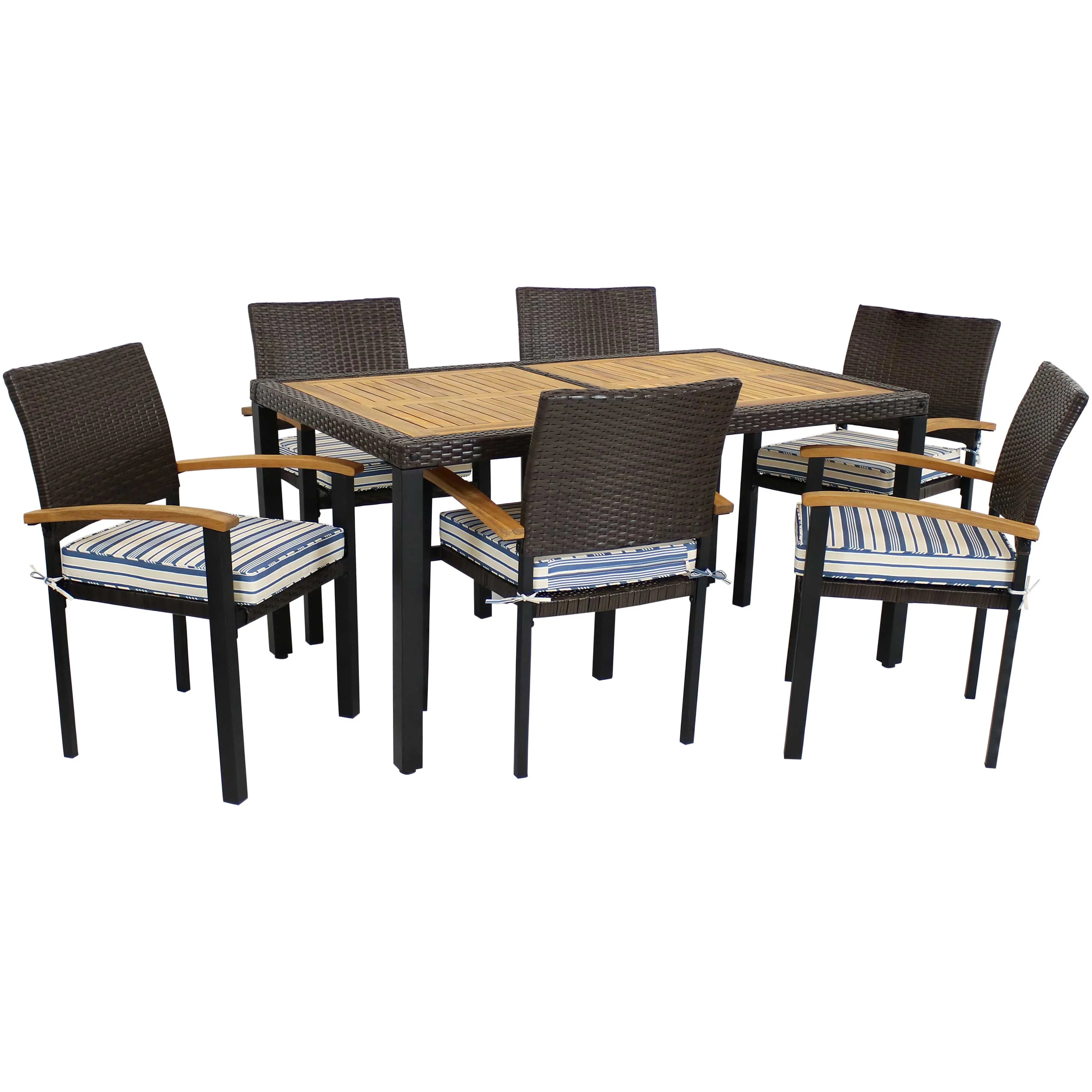 Sunnydaze Carlow 7-Piece Outdoor Dining Patio Set with Cushions