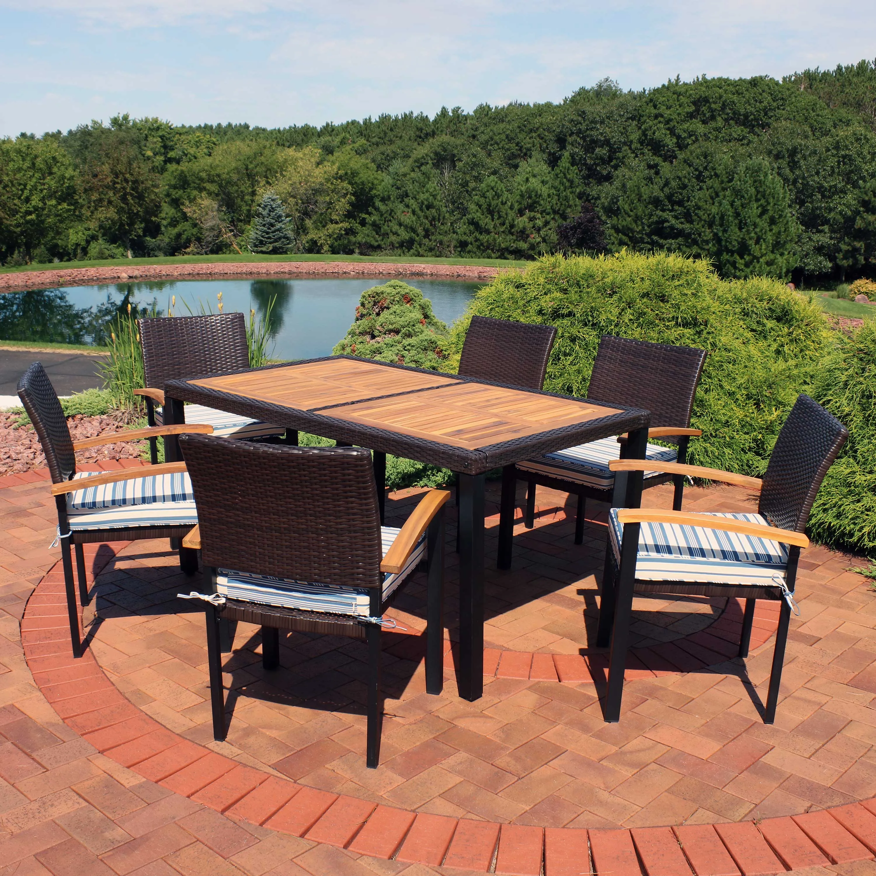 Sunnydaze Carlow 7-Piece Outdoor Dining Patio Set with Cushions