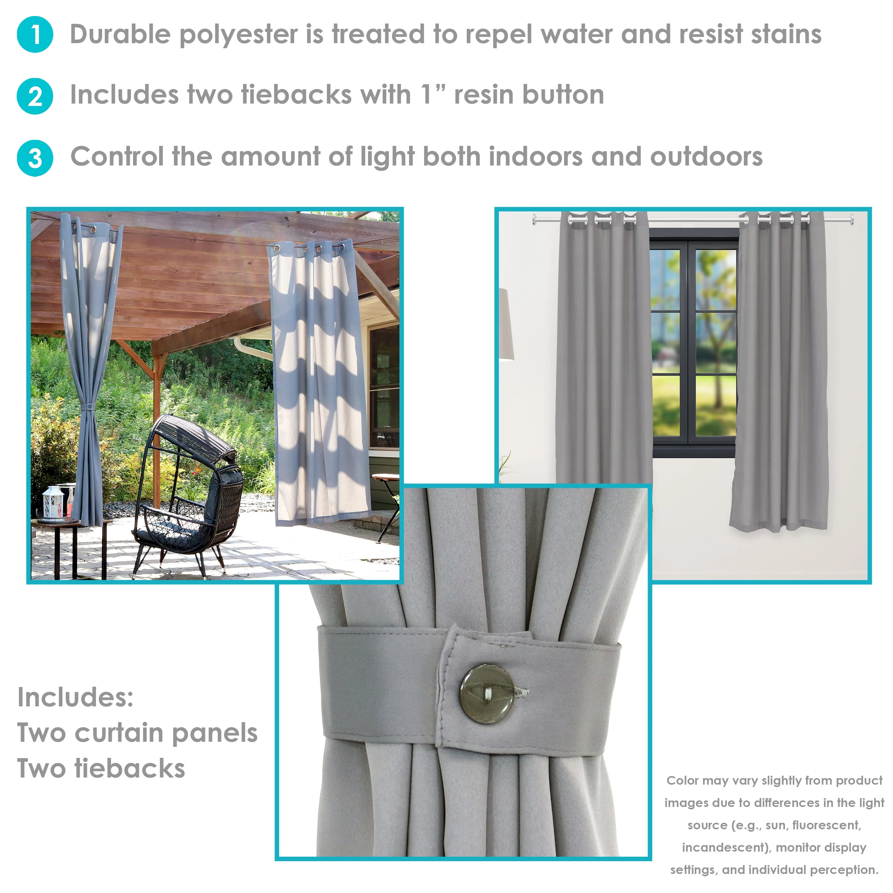 Sunnydaze Contemporary Styles Outdoor Curtain Panels