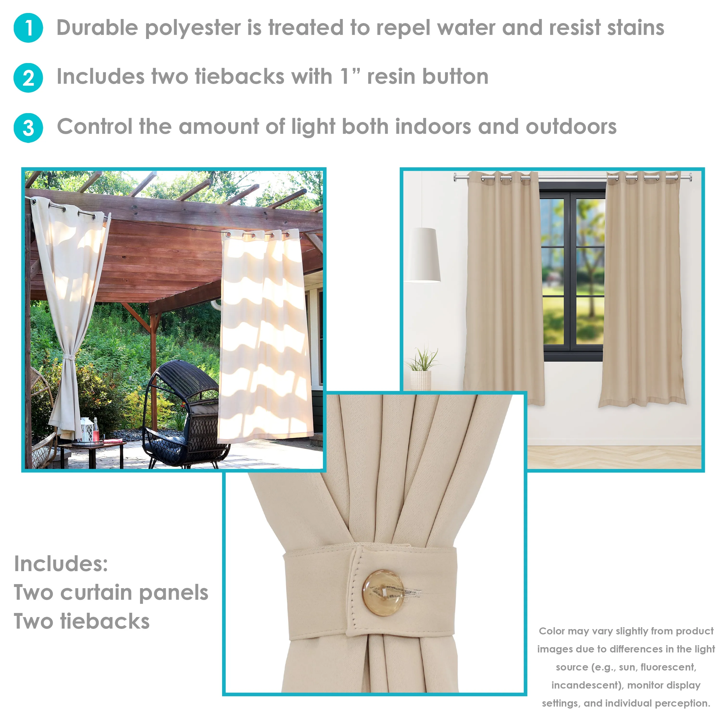 Sunnydaze Contemporary Styles Outdoor Curtain Panels