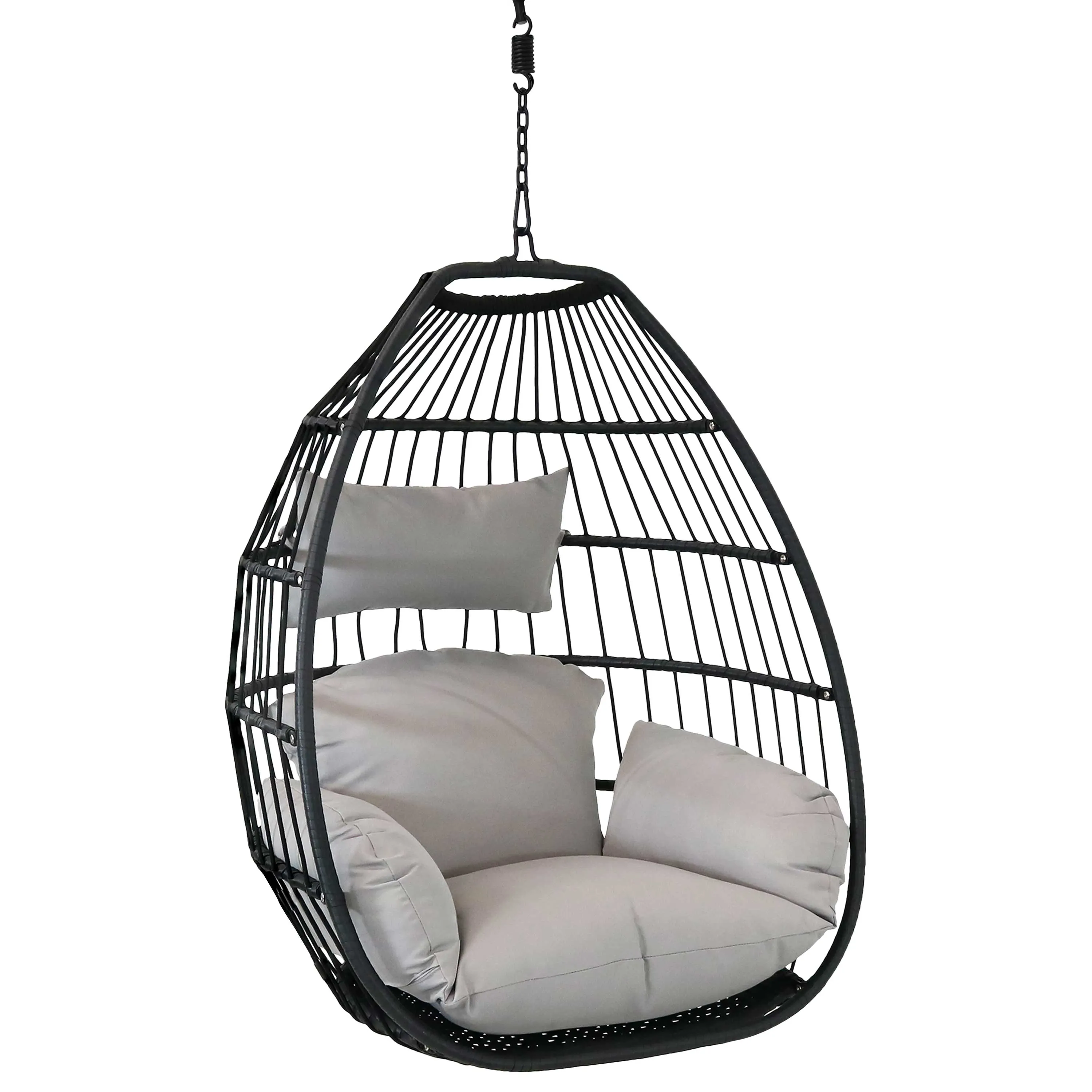 Sunnydaze Delaney Outdoor Hanging Egg Chair with Seat Cushions - 50"