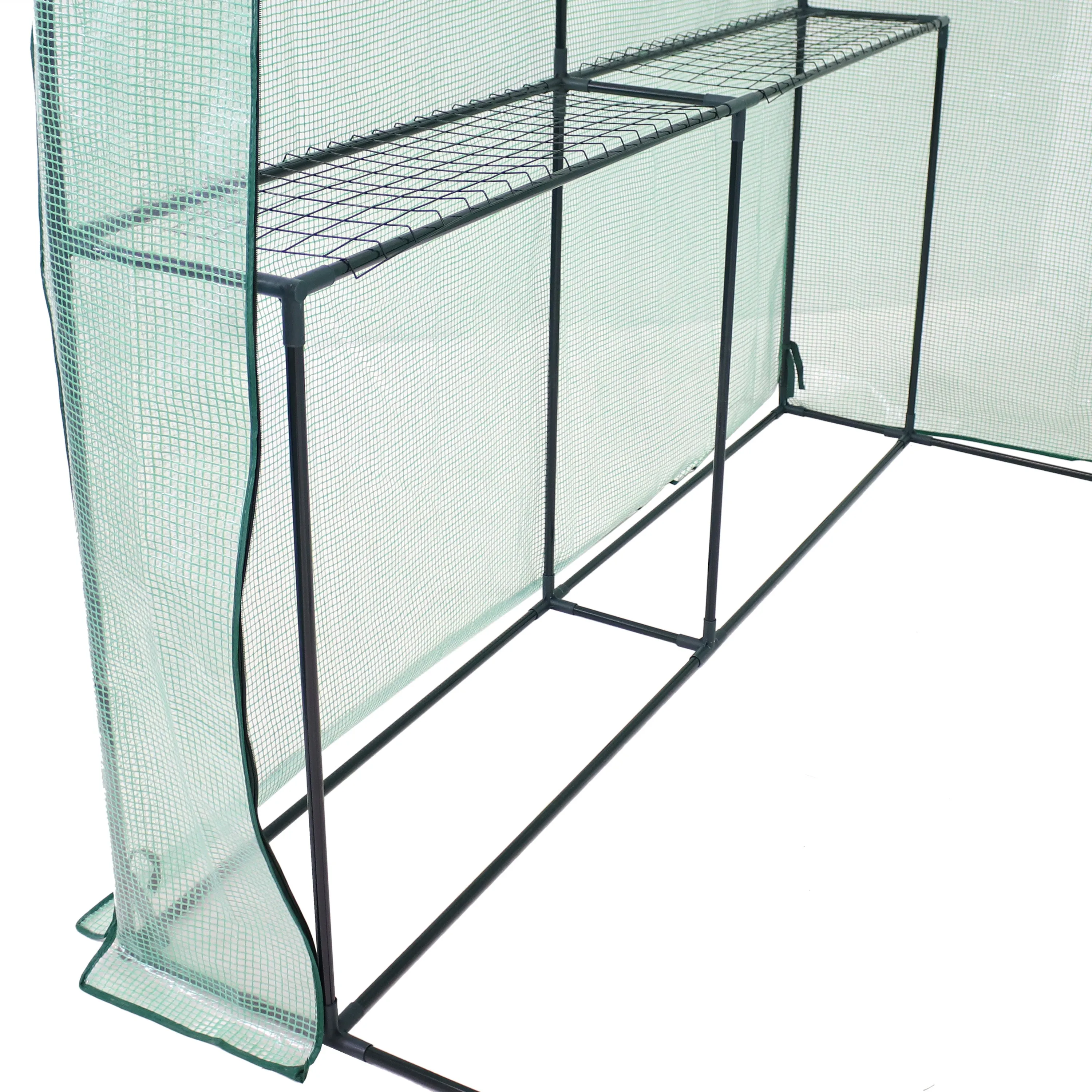 Sunnydaze Deluxe Walk-In Greenhouse with 1 Shelf for Outdoors - Green