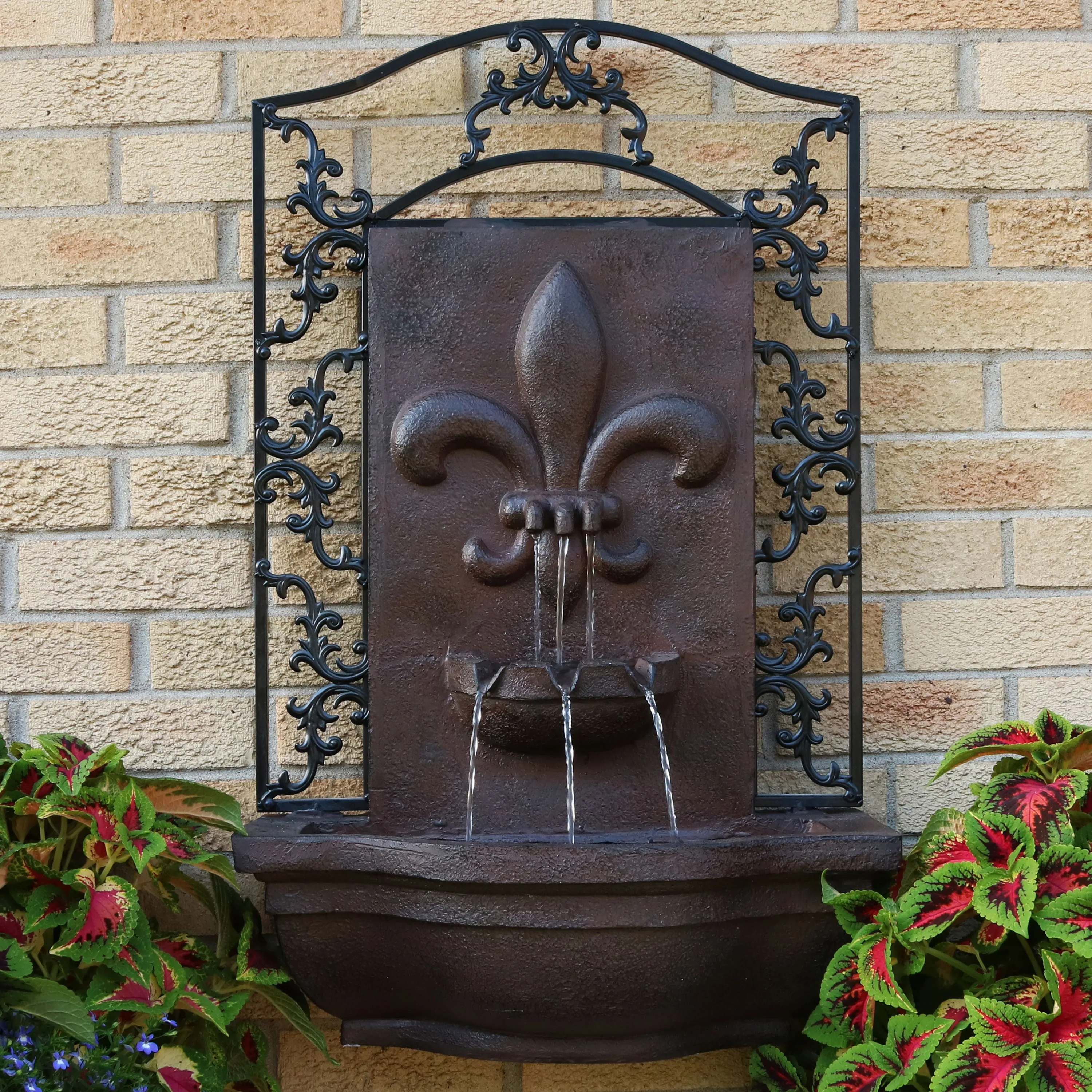 Sunnydaze French Lily Outdoor Wall Fountain with Submersible Pump