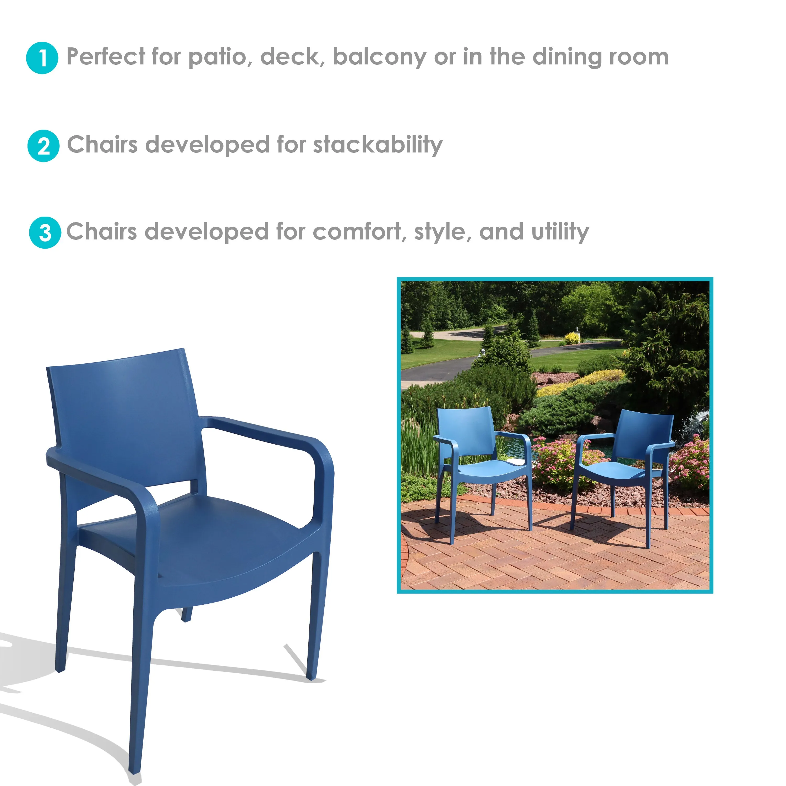 Sunnydaze Landon Outdoor Plastic Dining Armchair