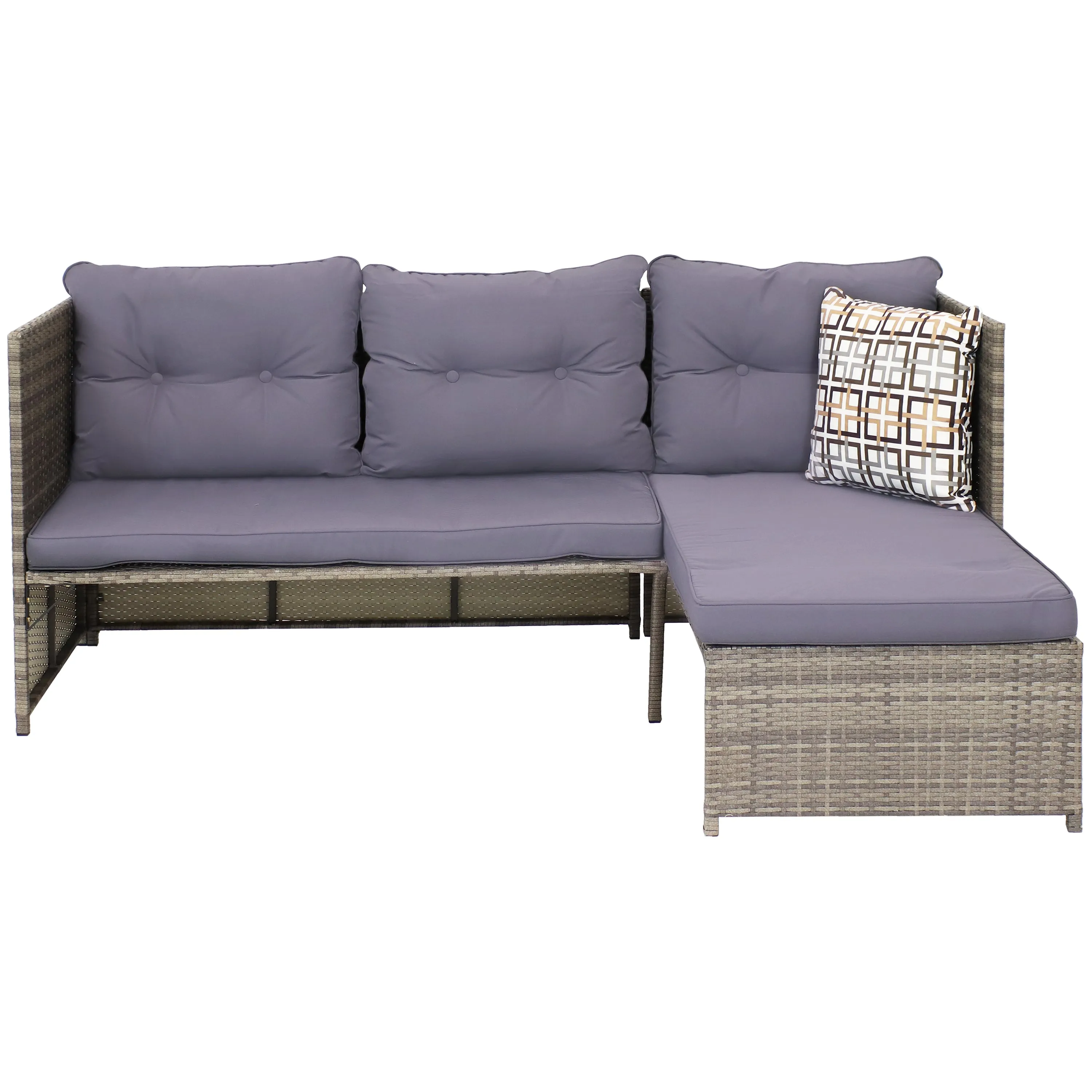 Sunnydaze Longford Outdoor Patio Sectional Sofa Set with Cushions