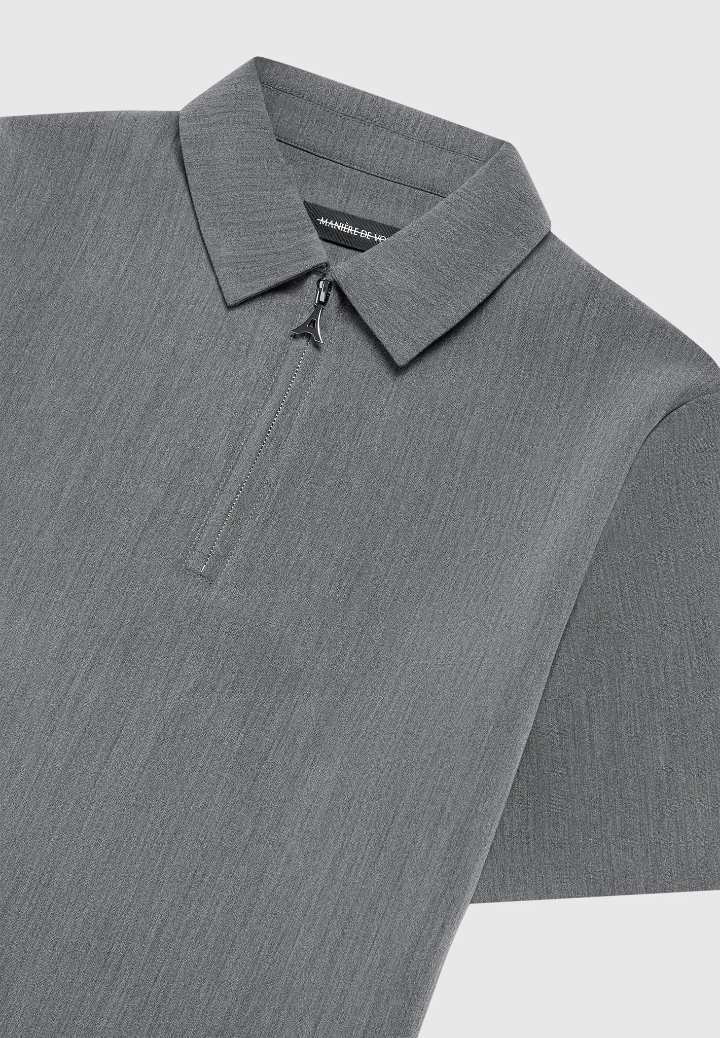 Tailored Zip Polo Top - Dark Grey