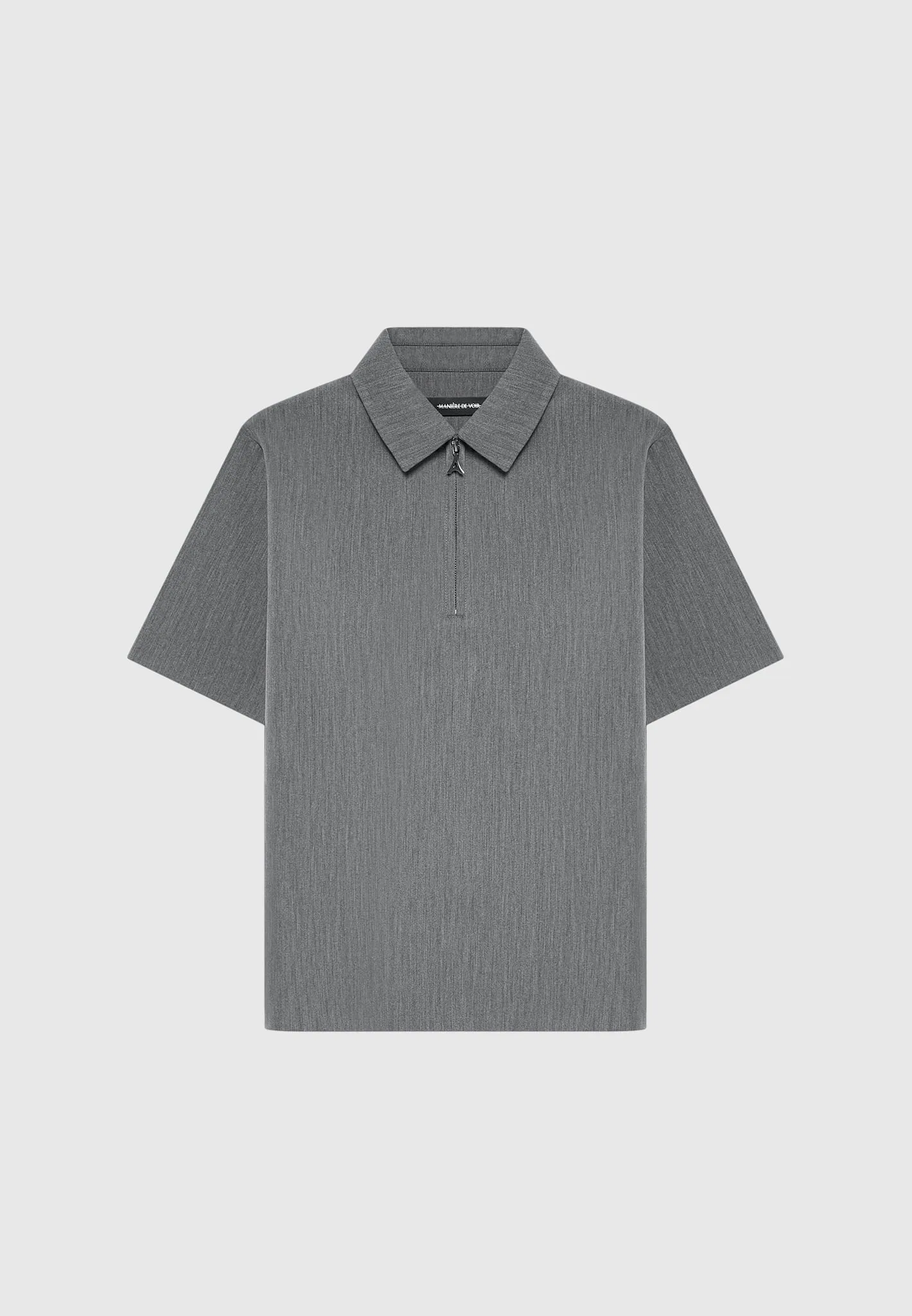 Tailored Zip Polo Top - Dark Grey