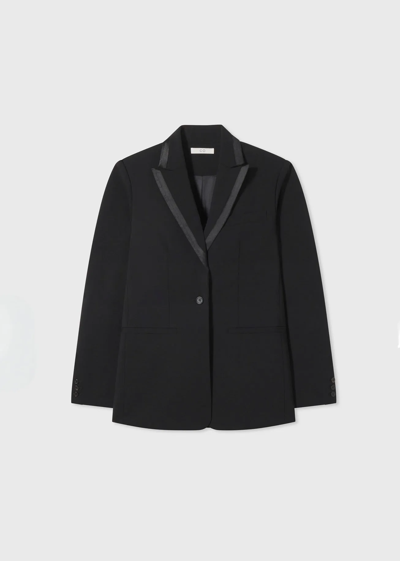 Tuxedo Jacket in Wool and Silk - Black