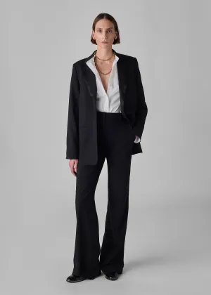 Tuxedo Jacket in Wool and Silk - Black