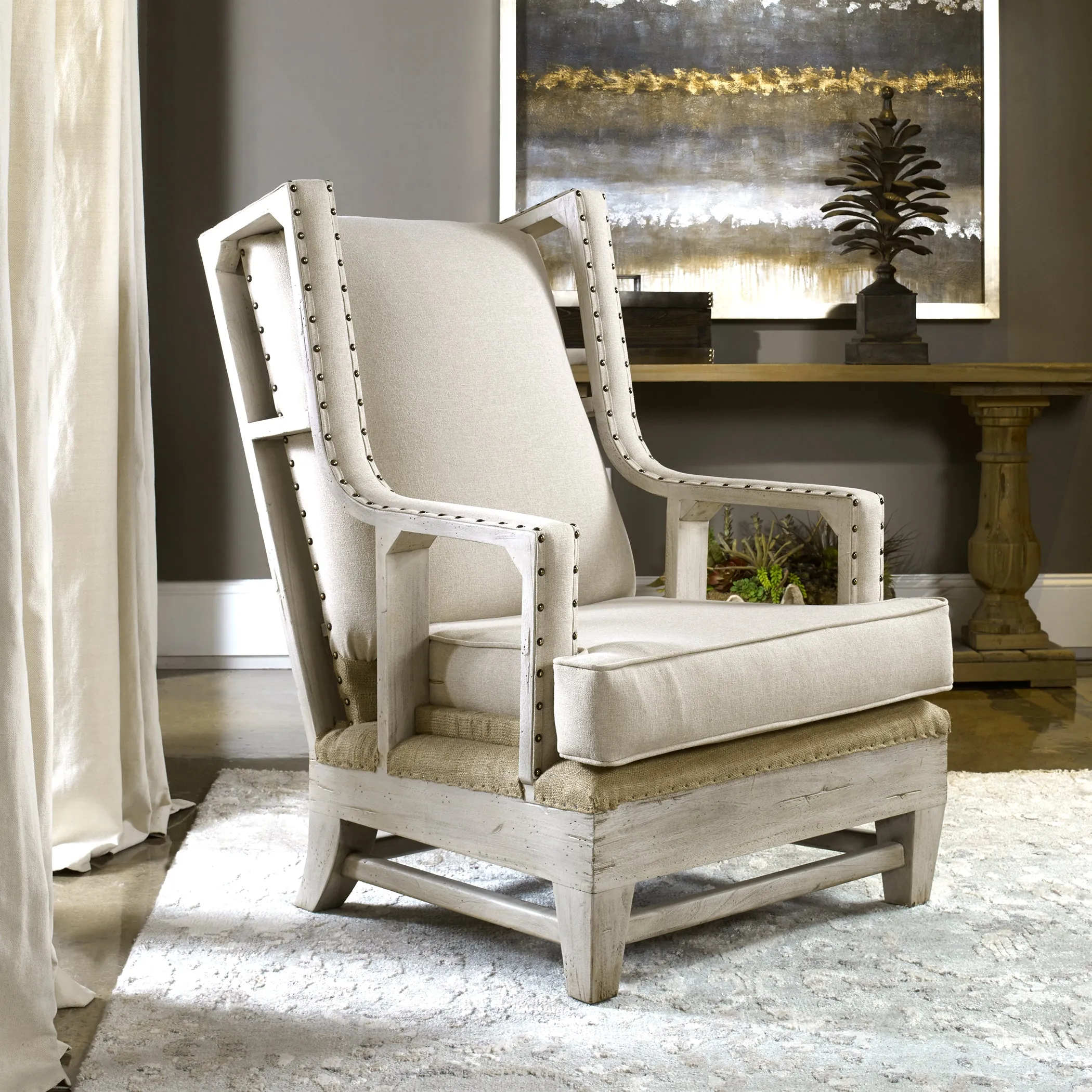 Uttermost Schafer Linen Armchair