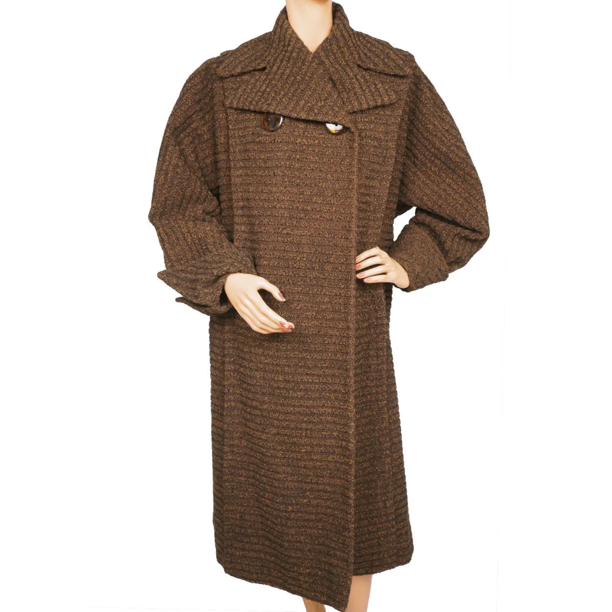 Vintage 1950s Saks Fifth Avenue Coat Ribbed Wool Ladies Size Large XL