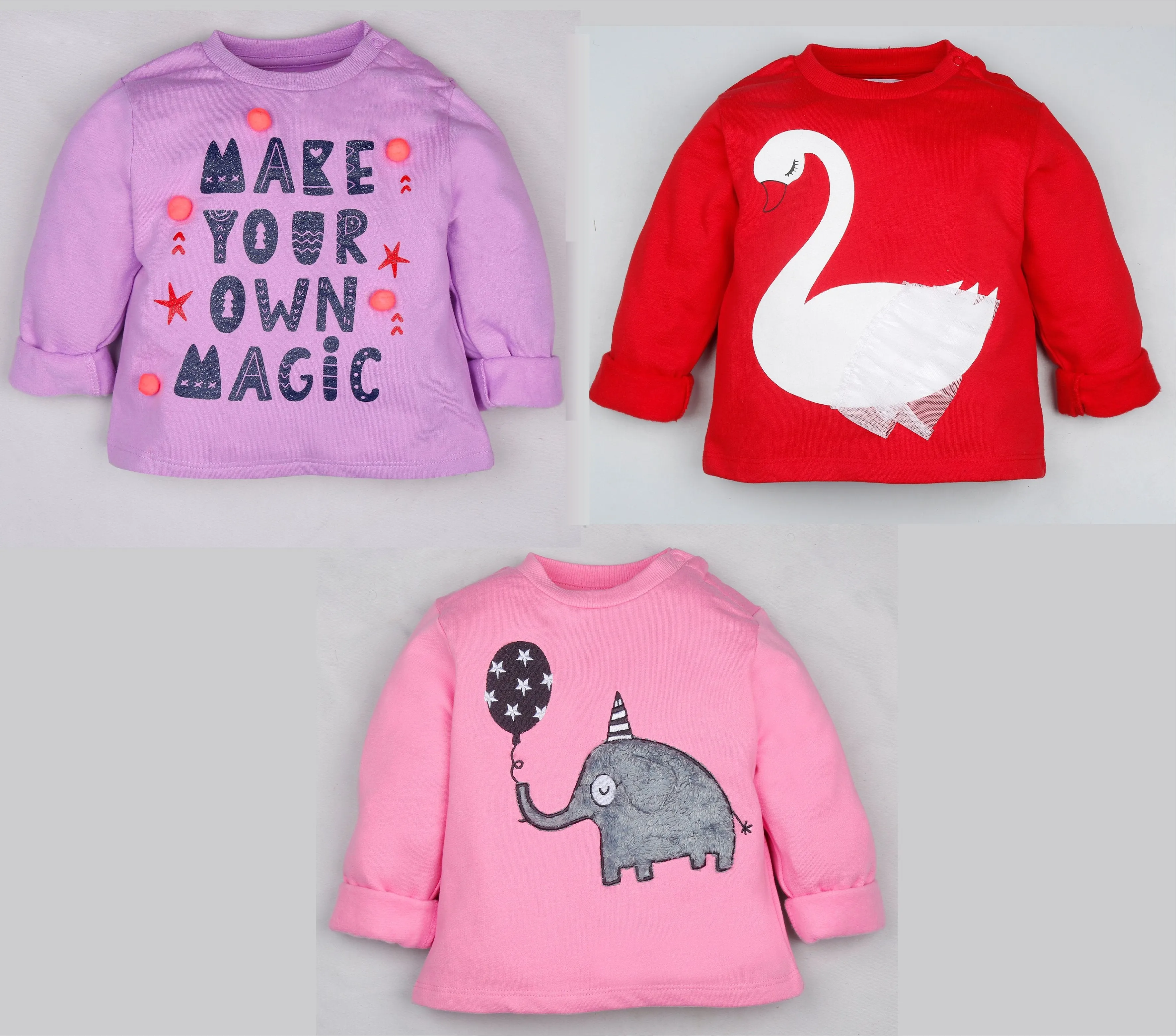 Winter Sweatshirt Combo - Swan, Pom Pom and Elephant