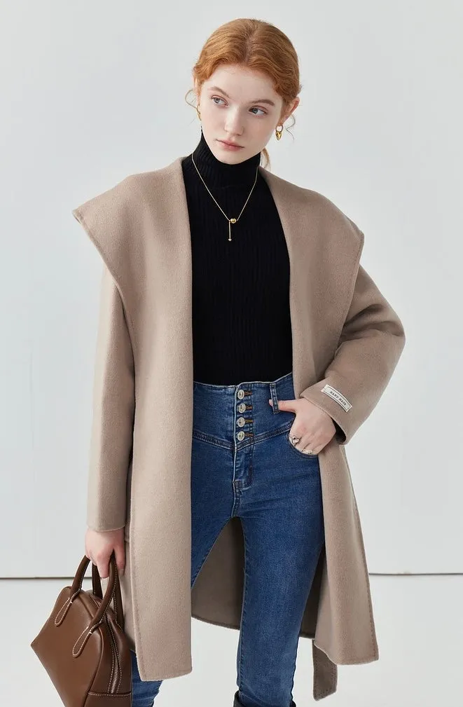 Women double-sided 100% wool coat cashmere coat autumn coat