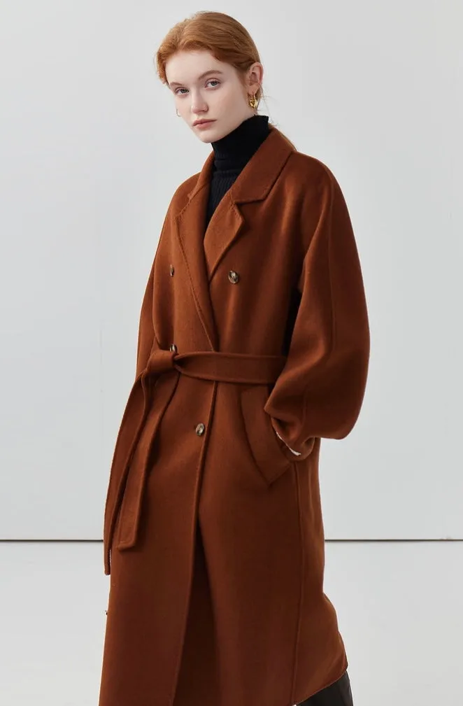 Women long double-sided wool coat cashmere coat autumn coat