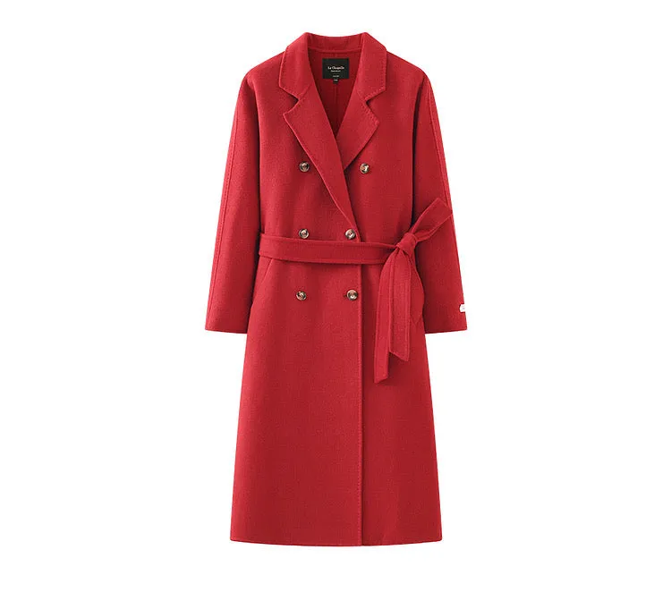 Women long double-sided wool coat cashmere coat autumn coat