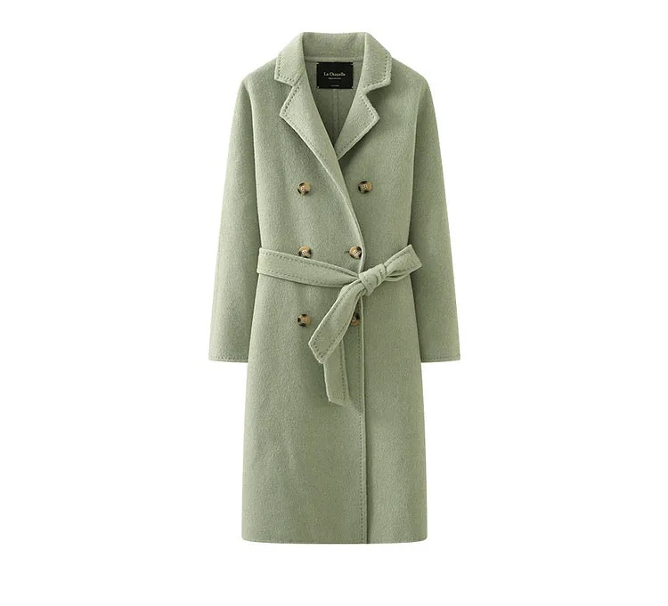 Women long double-sided woolen coat loose coat autumn coat