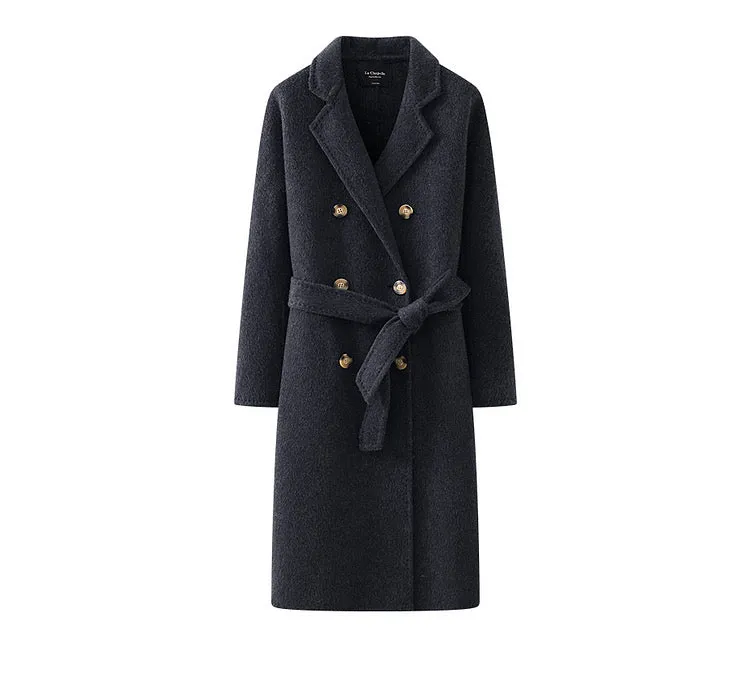 Women long double-sided woolen coat loose coat autumn coat