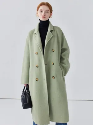 Women long double-sided woolen coat loose coat autumn coat