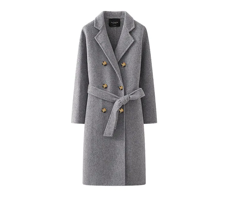 Women long double-sided woolen coat loose coat autumn coat