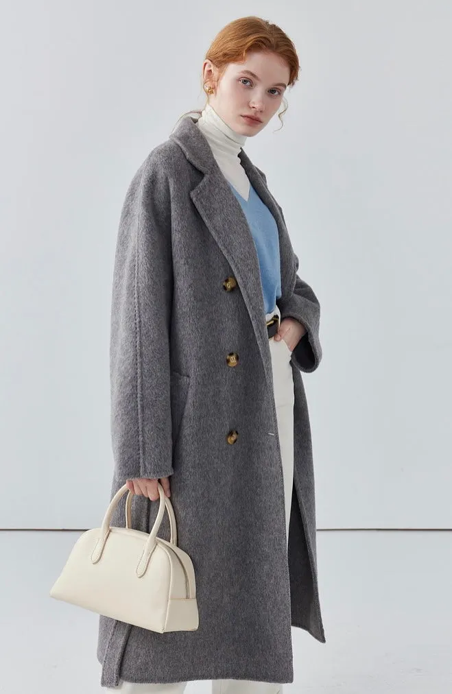 Women long double-sided woolen coat loose coat autumn coat