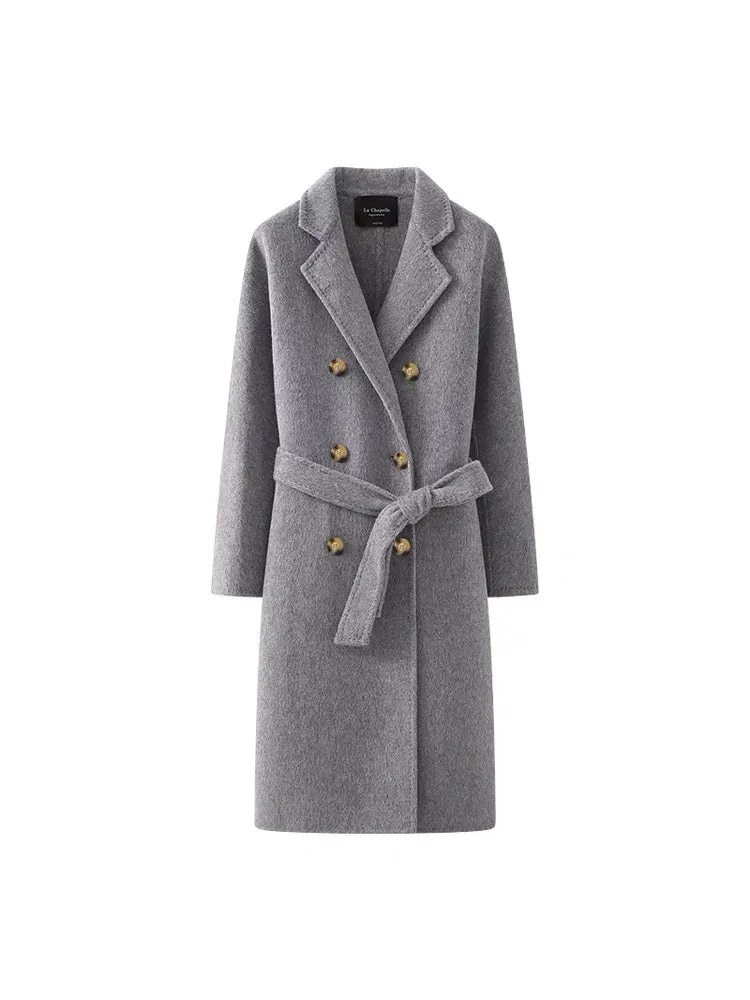 Women long double-sided woolen coat loose coat autumn coat