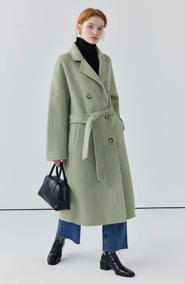 Women long double-sided woolen coat loose coat autumn coat