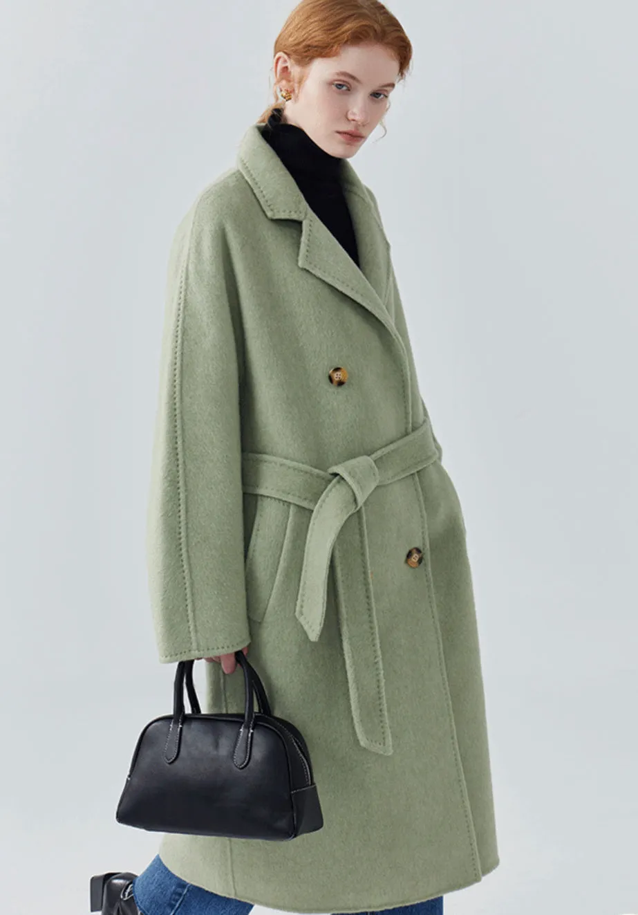 Women long double-sided woolen coat loose coat autumn coat