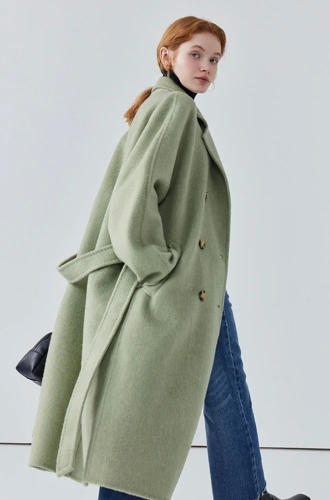 Women long double-sided woolen coat loose coat autumn coat