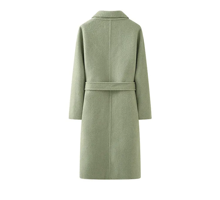 Women long double-sided woolen coat loose coat autumn coat