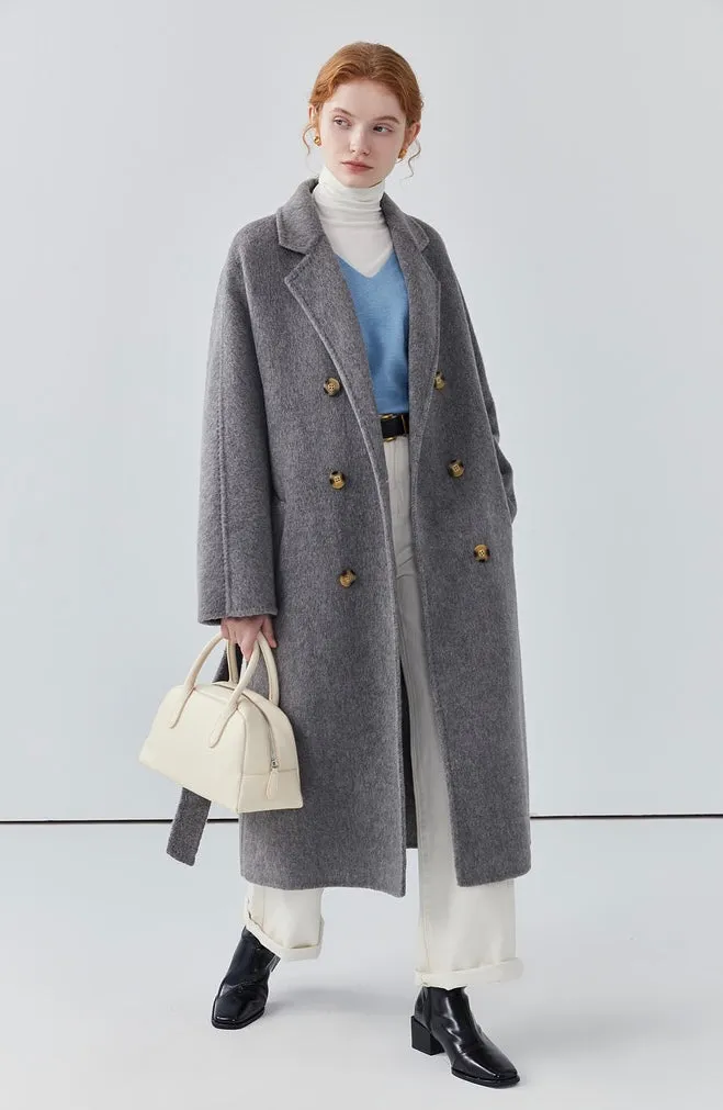 Women long double-sided woolen coat loose coat autumn coat