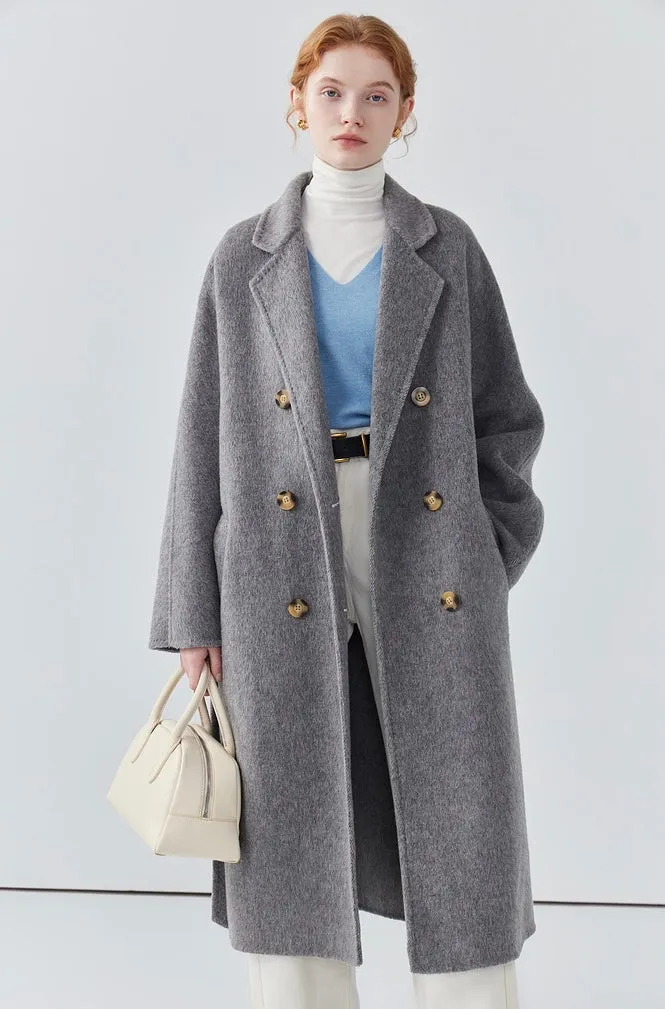 Women long double-sided woolen coat loose coat autumn coat