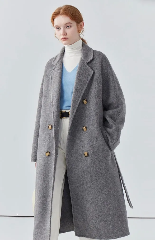 Women long double-sided woolen coat loose coat autumn coat