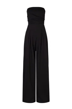 'Yves Uro' Gathered Jumpsuit - Black